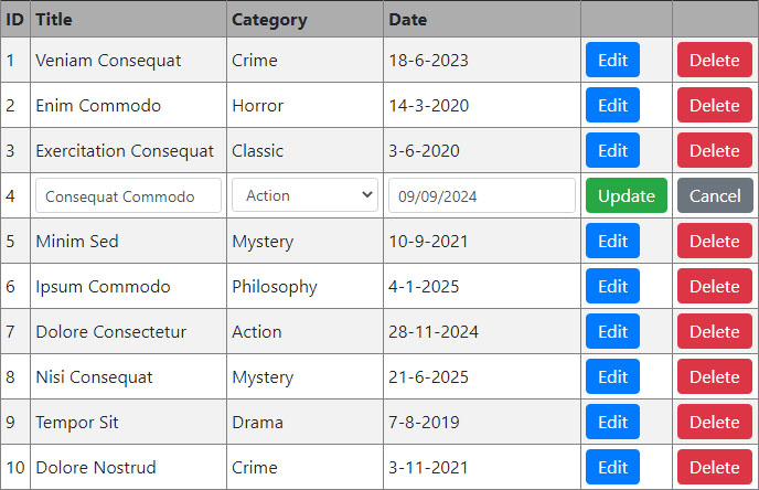 Webforms GridView Edit & Update Demo